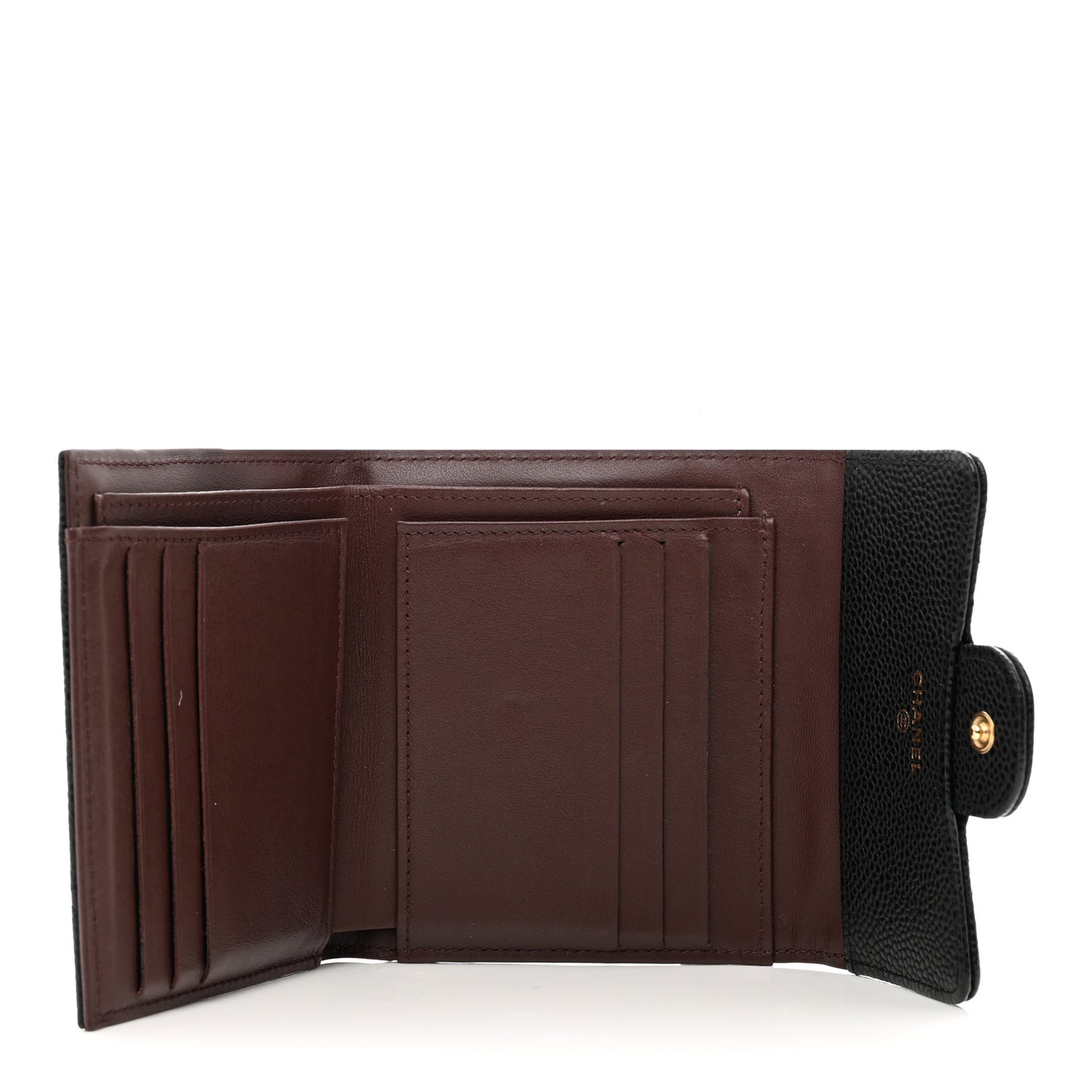 Caviar Quilted Compact Flap Wallet Black