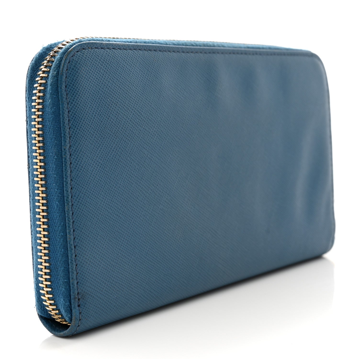 Prada Saffiano Metal Zip Around Wallet Cobalto 3 of 9
