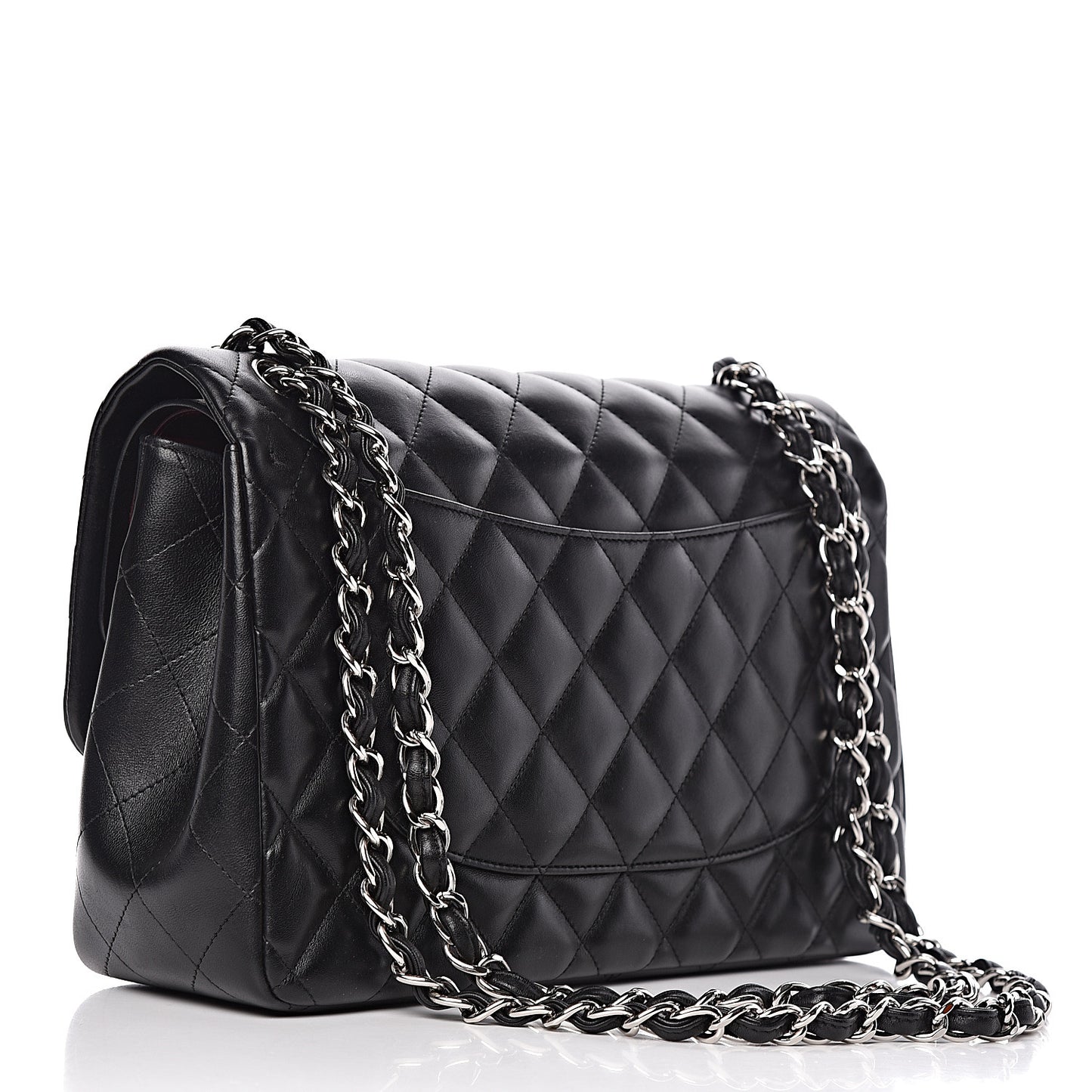 Lambskin Quilted Jumbo Double Flap Black