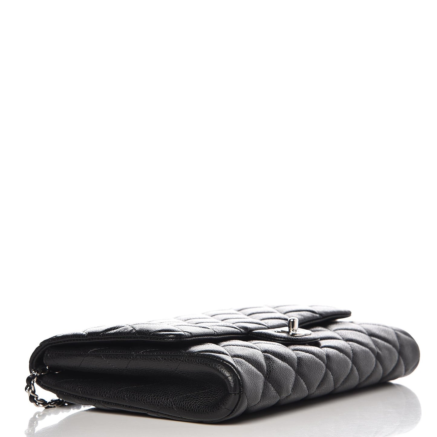 Caviar Quilted Clutch With Chain Flap Black