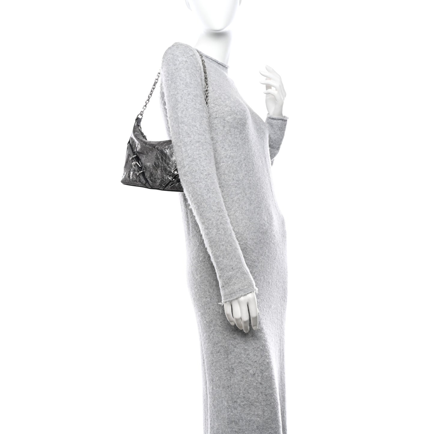 Metallic Calfskin Mini Voyou Bag Silver