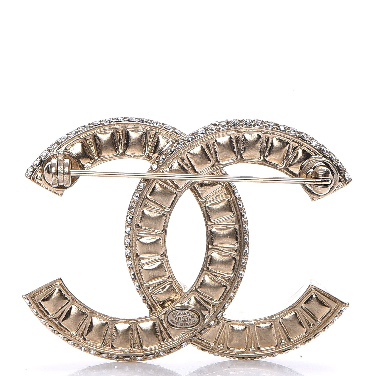 Baguette Crystal CC Brooch Gold