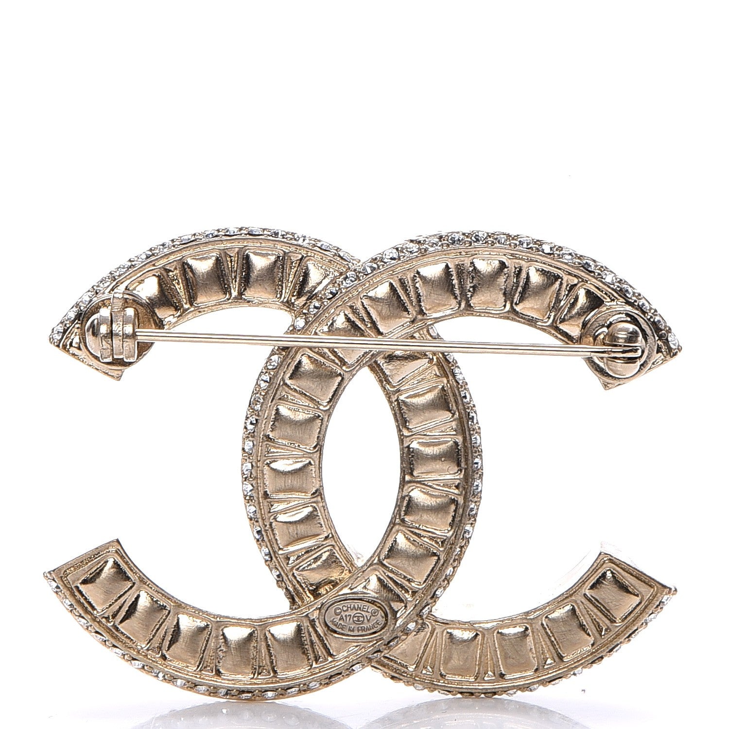 Chanel Baguette Crystal CC Brooch Gold 3 of 6