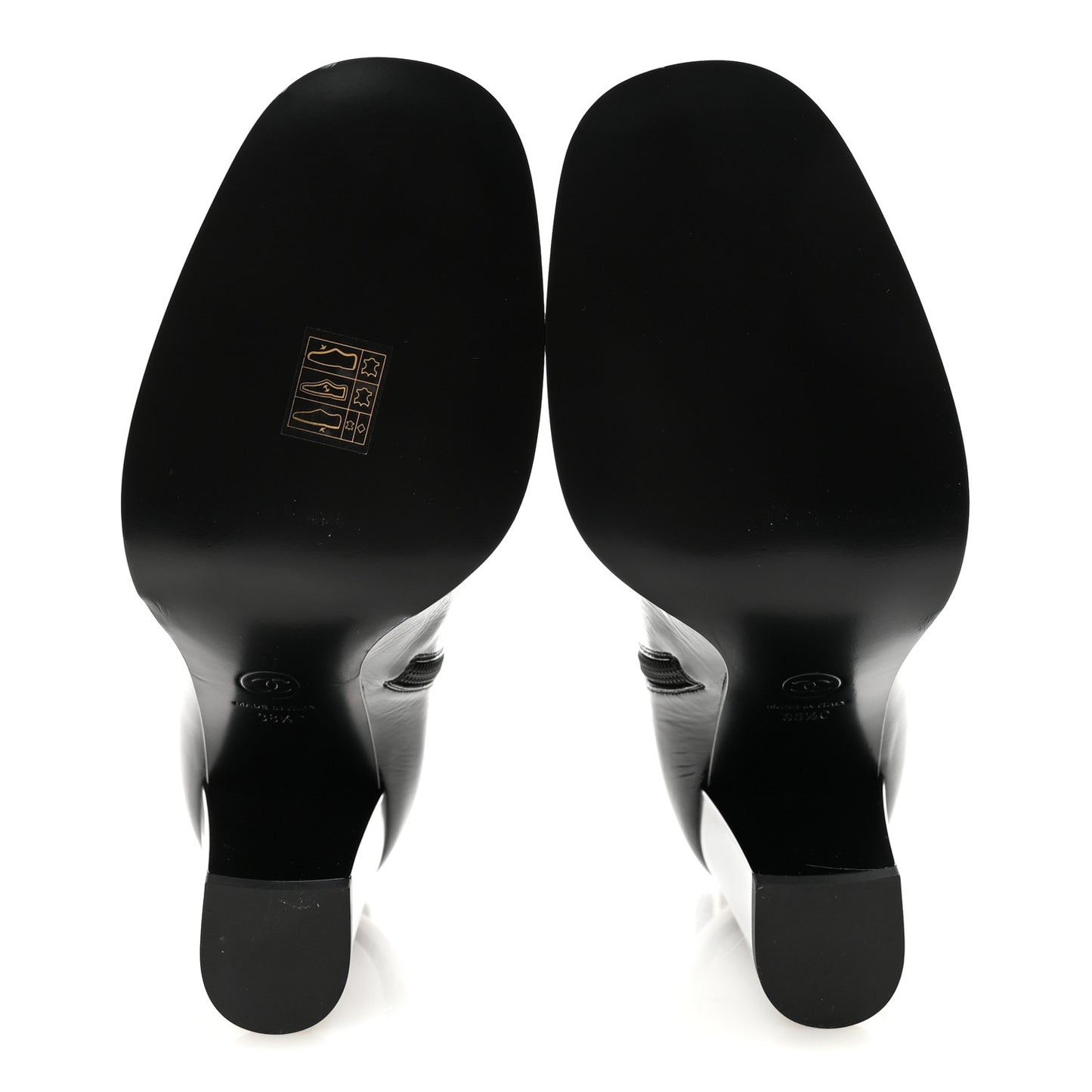 Shiny Calfskin Patent Cap Toe CC Short Boots 38.5 Black