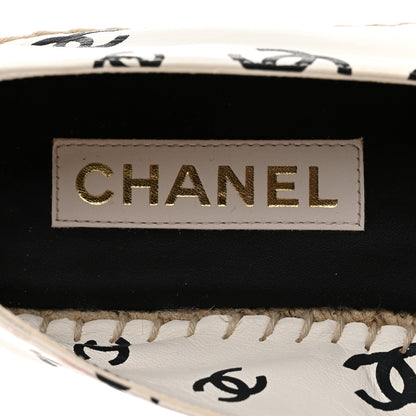 Chanel Lambskin Printed Coco Beach Espadrilles 40 White Black 7 of 11