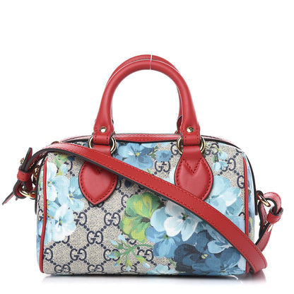 Gucci GG Supreme Monogram Blooms Mini Boston Navy Blue Hibiscus 1 of 9