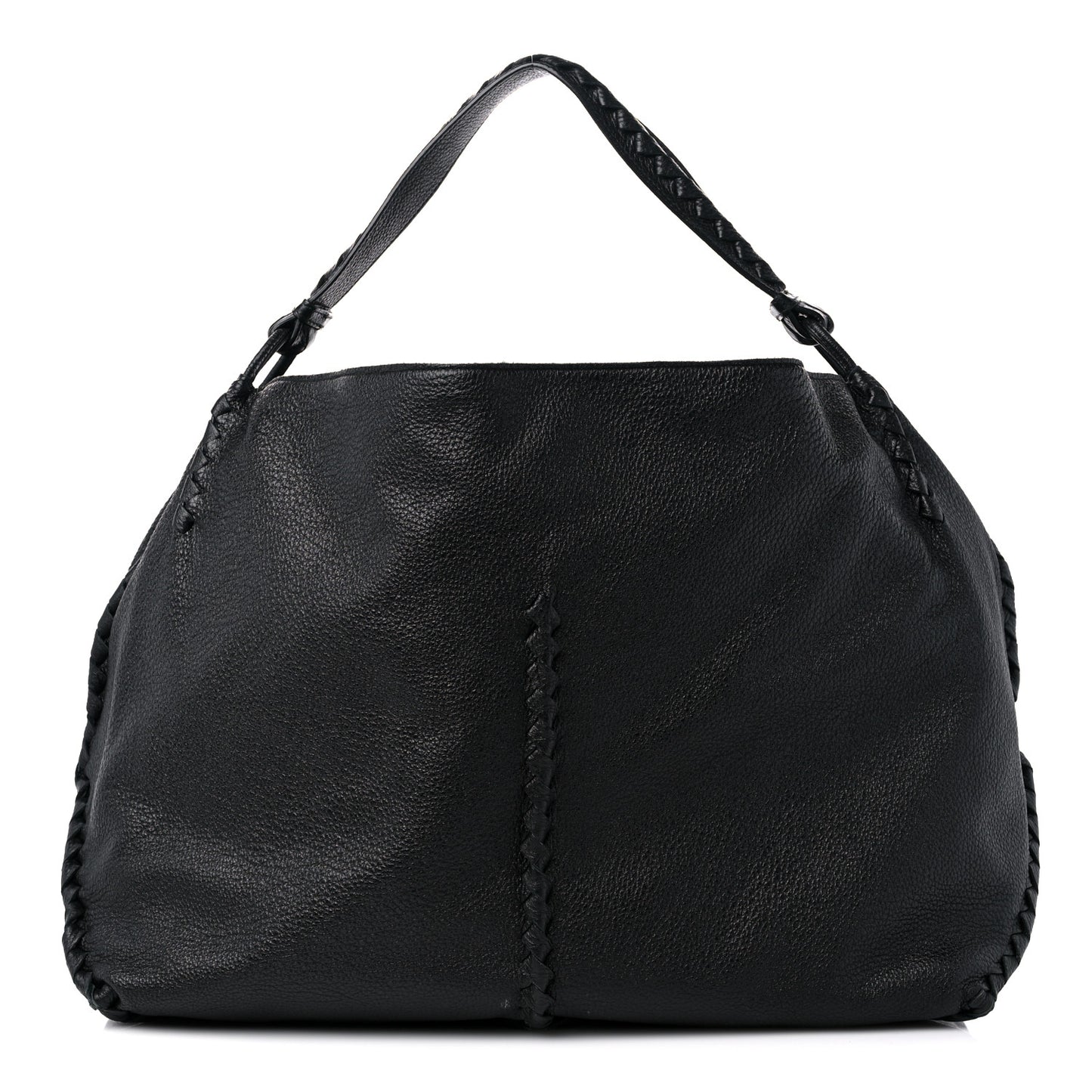 Washed Cervo Deerskin Large Hobo Black