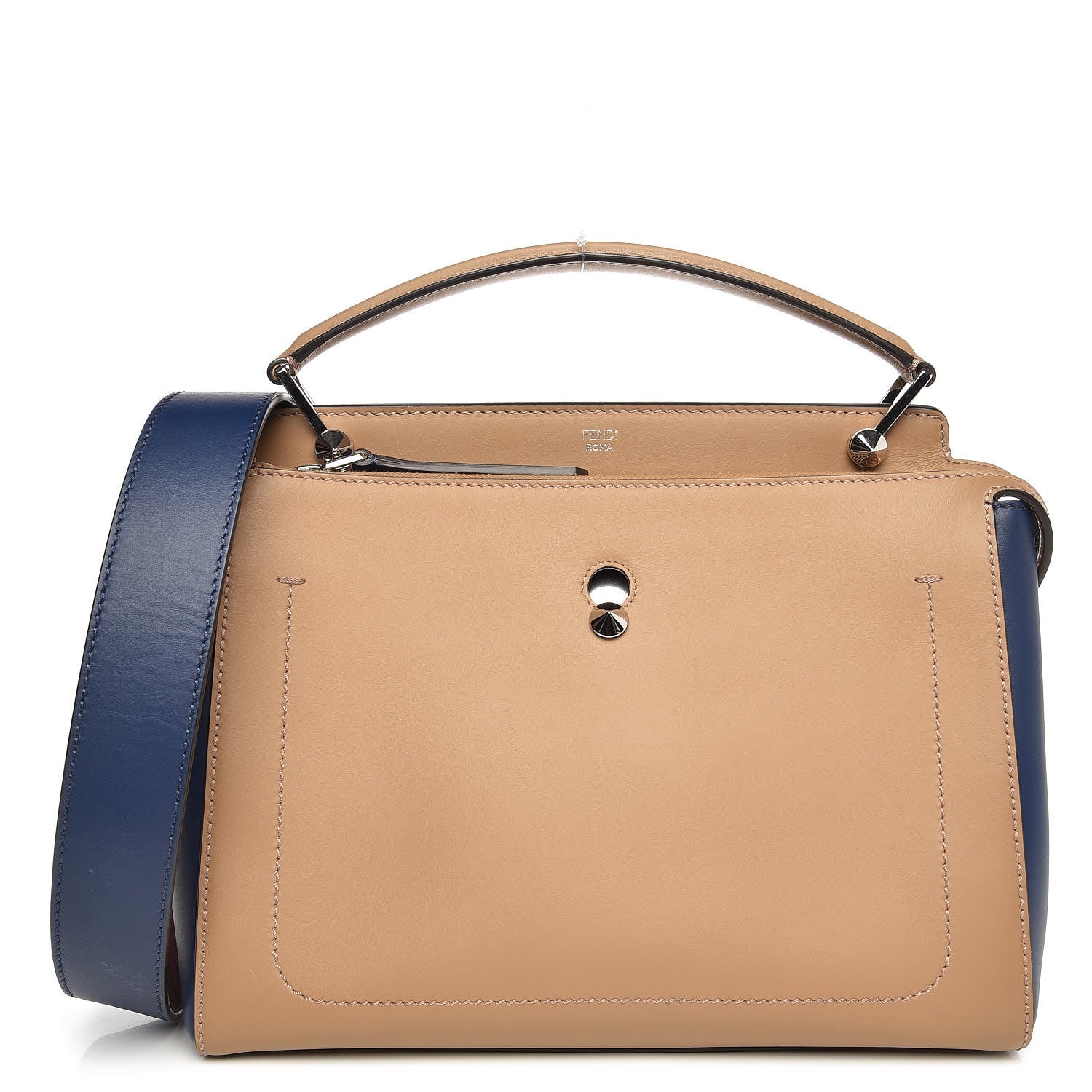 Fendi Vitello Baltico DotCom Satchel Sand Blueberry 1 of 10