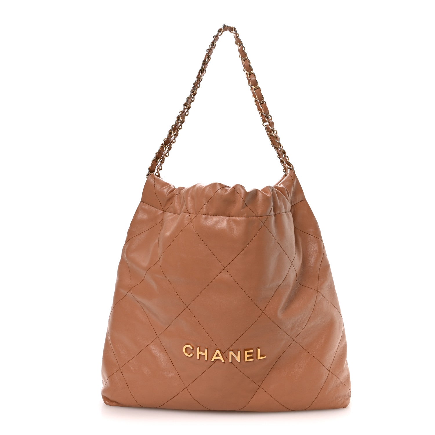 Chanel Shiny Calfskin Quilted Chanel 22 Camel 1 of 11