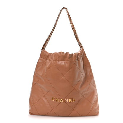 Chanel Shiny Calfskin Quilted Chanel 22 Camel 1 of 11