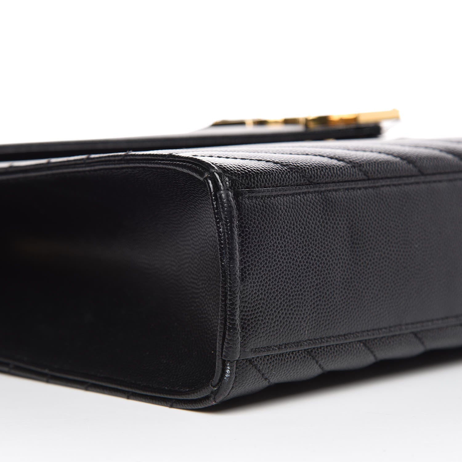 Saint Laurent Grain De Poudre Matelasse Chevron Large Monogram Satchel Black 5 of 9