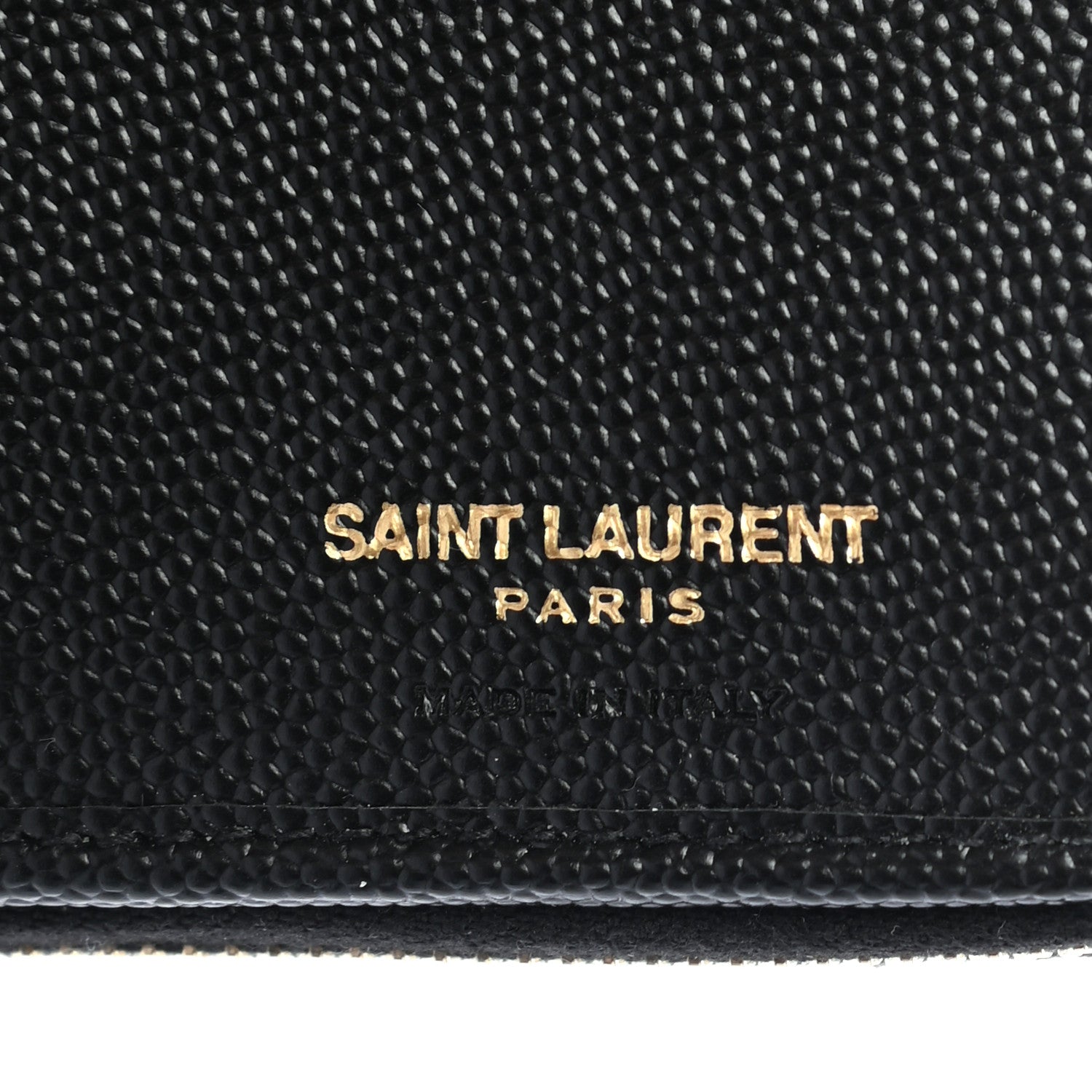 Saint Laurent Grain De Poudre Matelasse Chevron Monogram Compact Zip Around Wallet Black 6 of 7