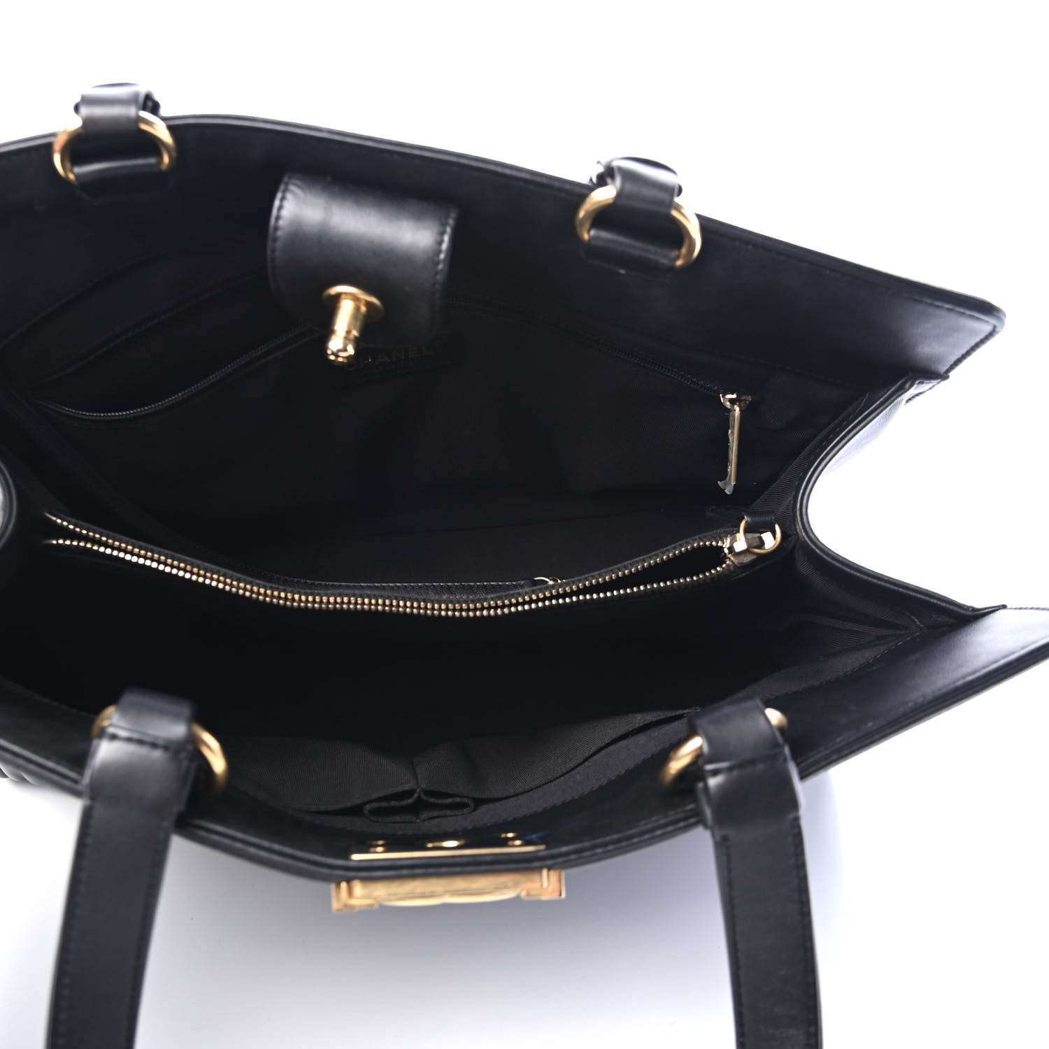 Chanel Calfskin Quilted Boy Shopping Tote Black 4 of 6