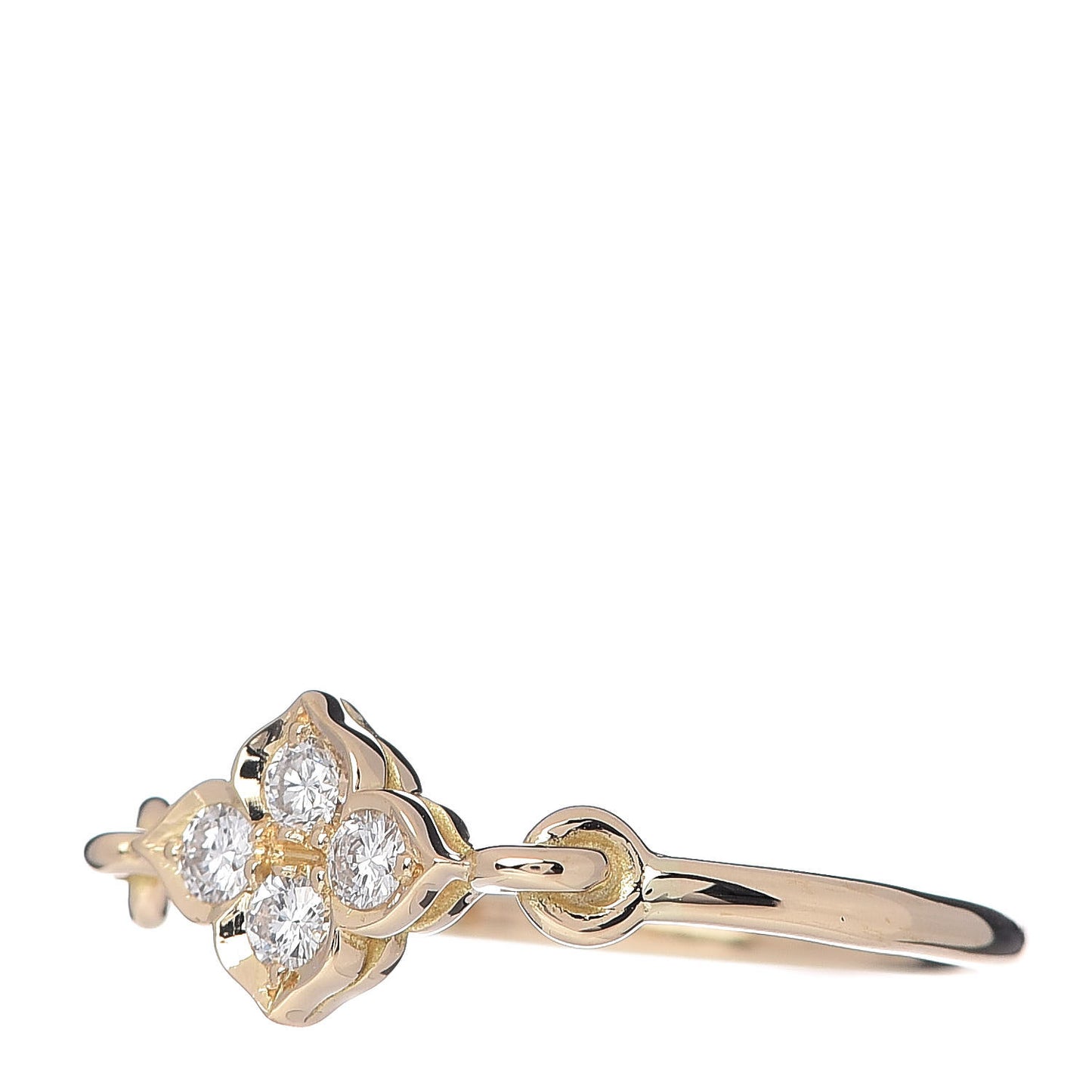 18K Yellow Gold Diamond Hindu Floral Ring 52 6