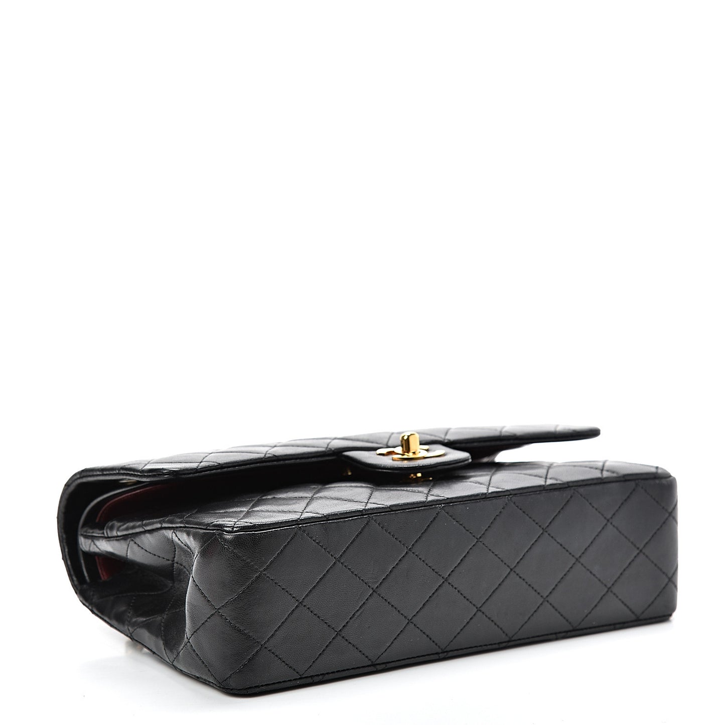Lambskin Quilted Medium Double Flap Black