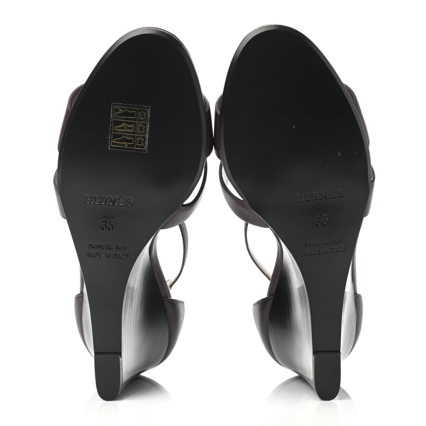 Calfskin Legend Wedge Sandals 35 Cassis