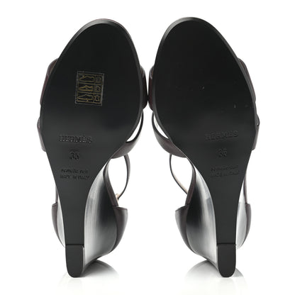 Hermes Calfskin Legend Wedge Sandals 35 Cassis 4 of 4