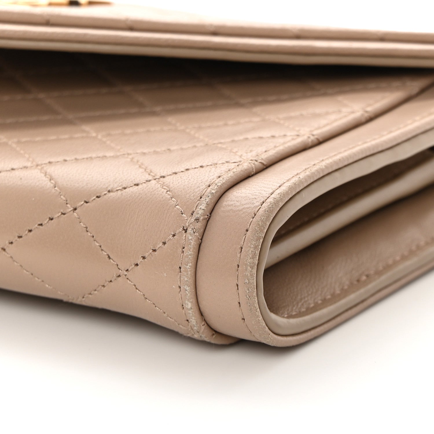 Saint Laurent Lambskin Quilted Monogram Large Gabbie Flap Wallet Dark Beige 11 of 15