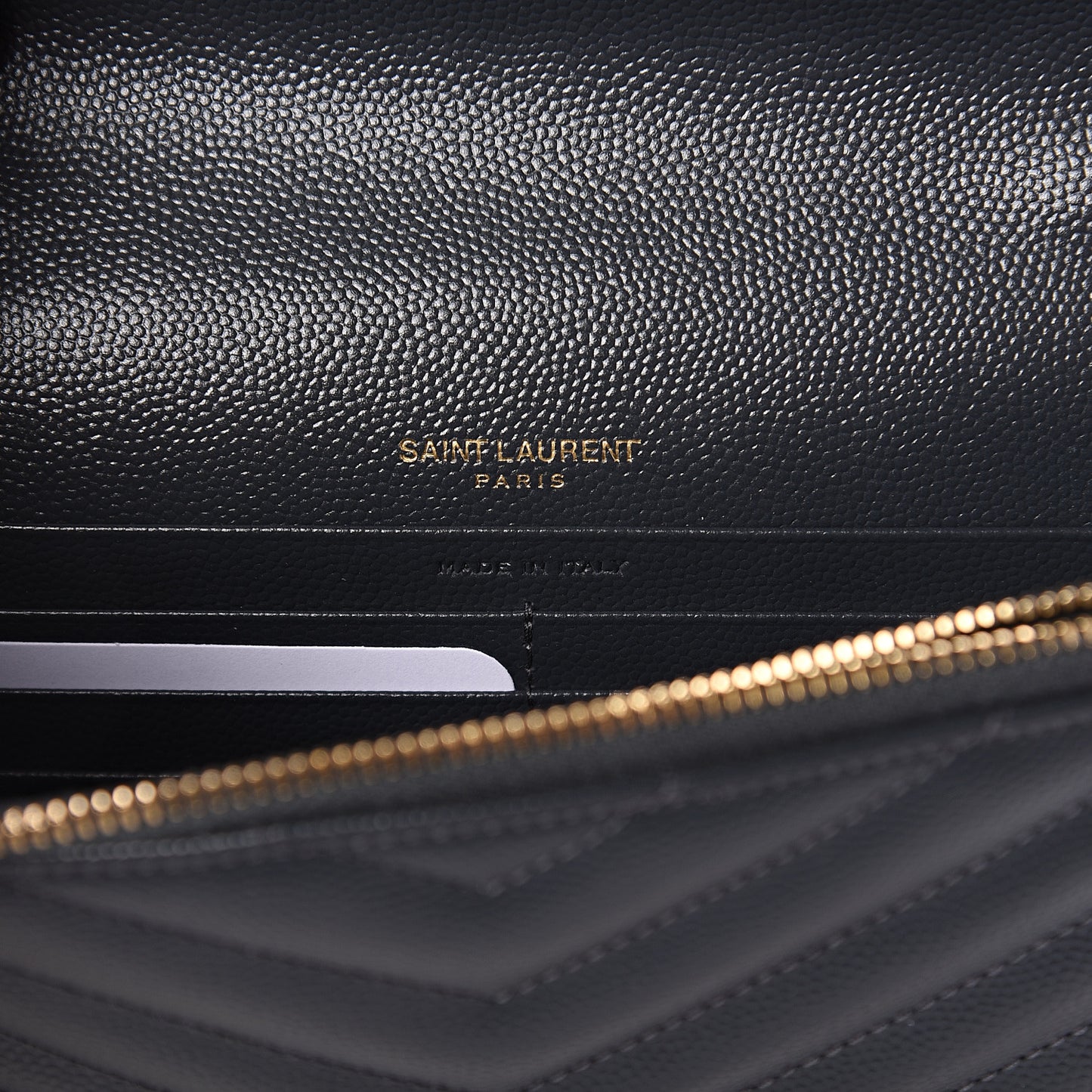 Grain De Poudre Matelasse Chevron Monogram Envelope Chain Wallet Dark Smog