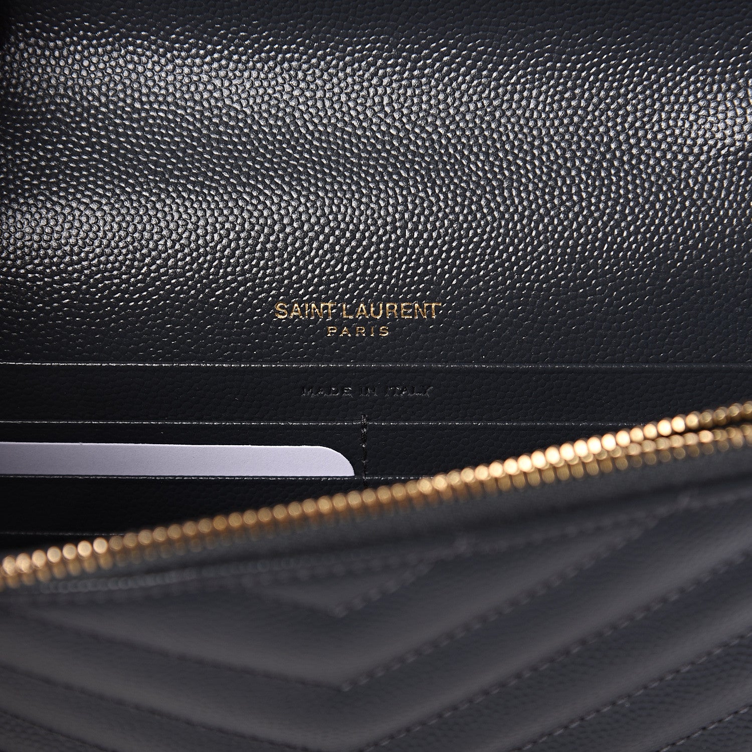 Saint Laurent Grain De Poudre Matelasse Chevron Monogram Envelope Chain Wallet Dark Smog 5 of 7