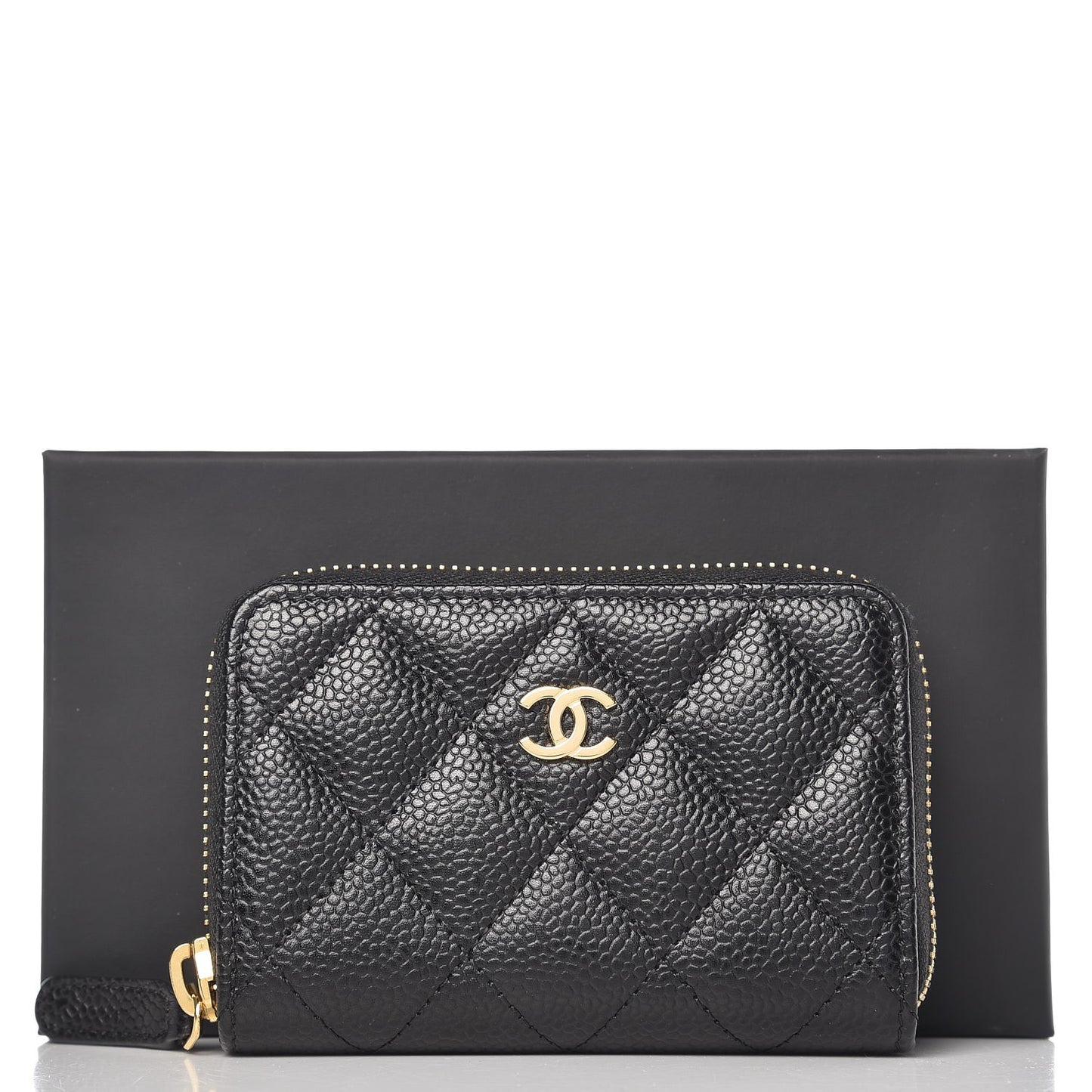Caviar Quilted Zip Coin Purse Black