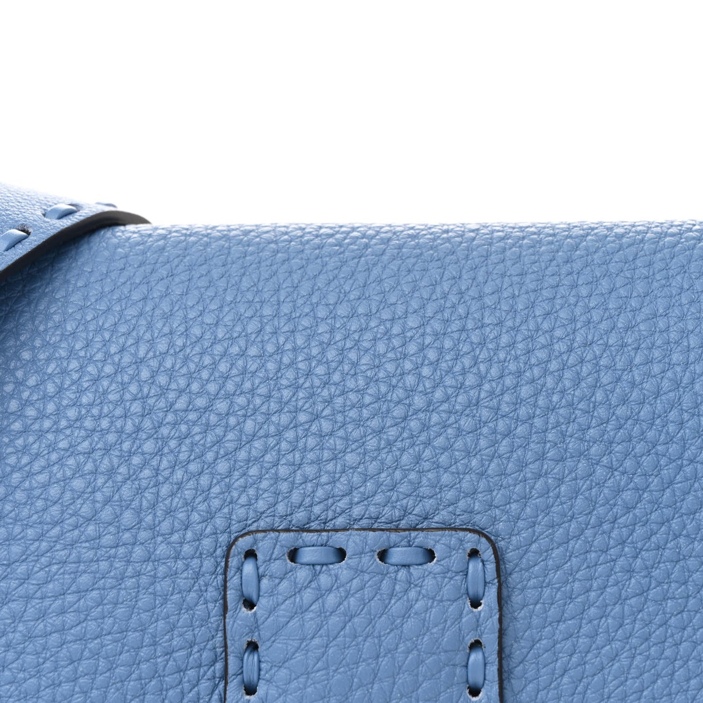 Cuoio Roma Sellerissima Nappa Sintetica Tape Stitch Baguette Placca Argento Blue