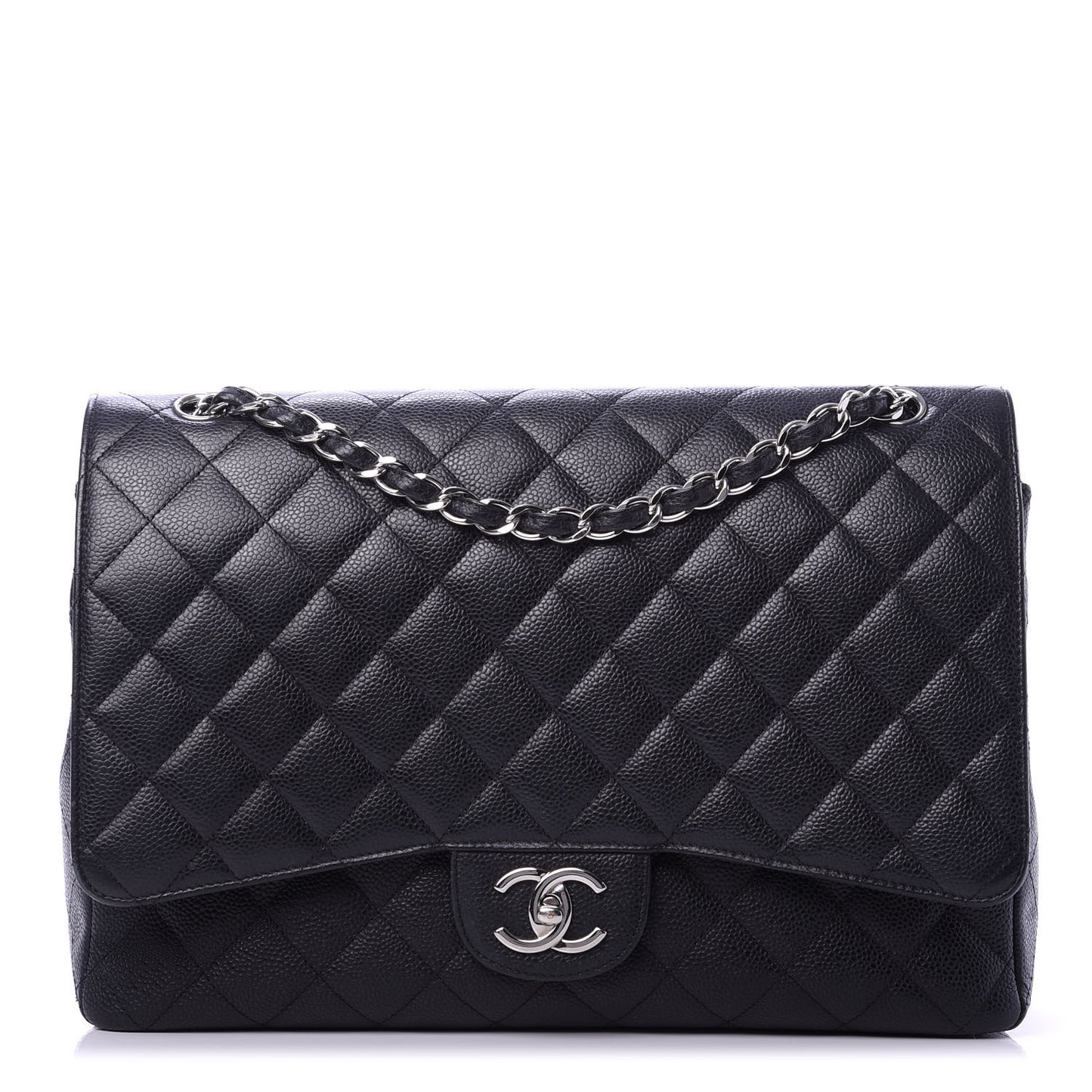 Caviar Quilted Maxi Double Flap Black