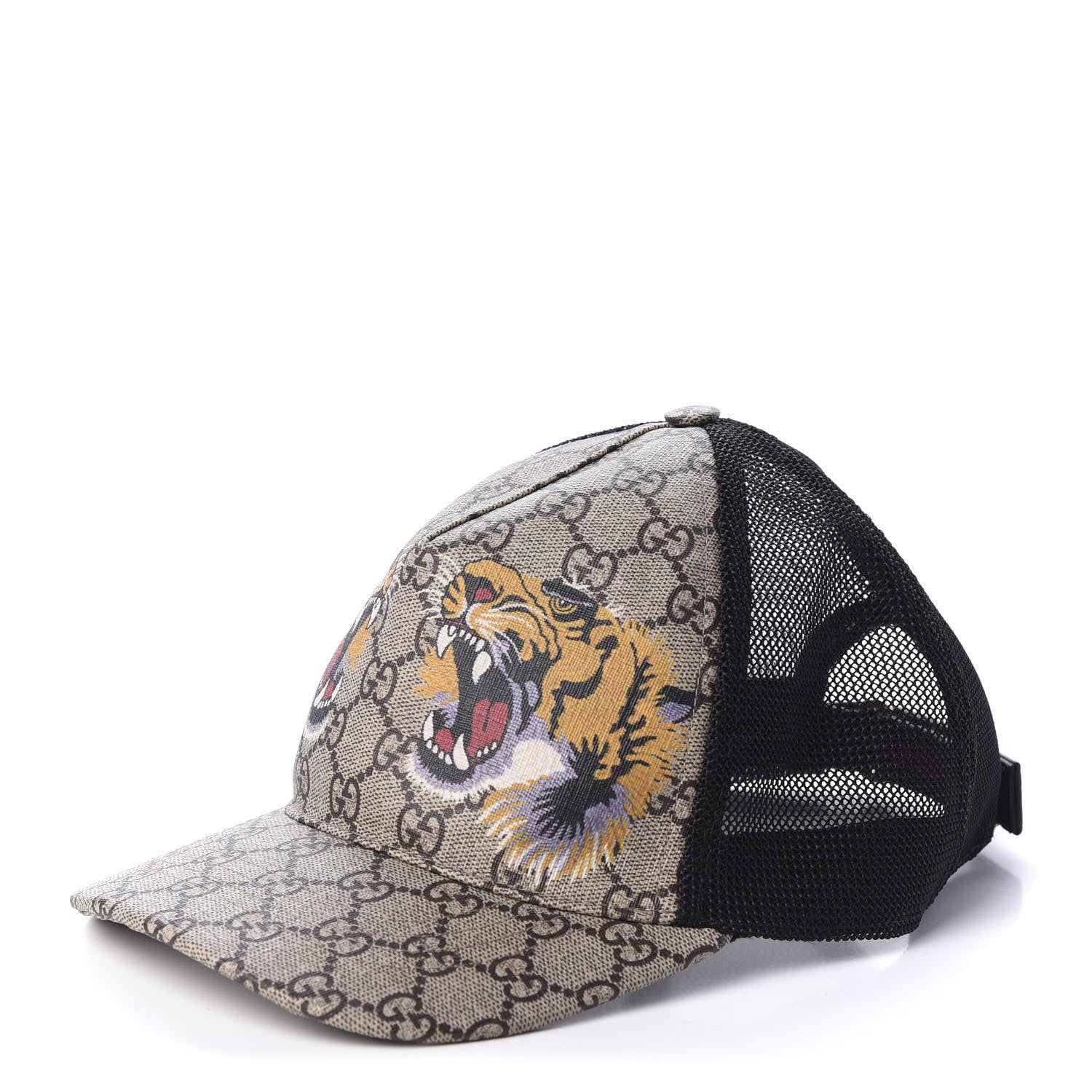 Gucci GG Supreme Monogram Tiger Print Baseball Hat 59 Beige 1 of 7