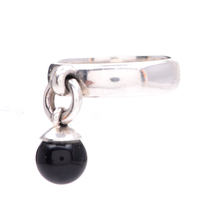 Tiffany Sterling Silver Onyx Fascination Ball Ring 56.5 7.75 3 of 5