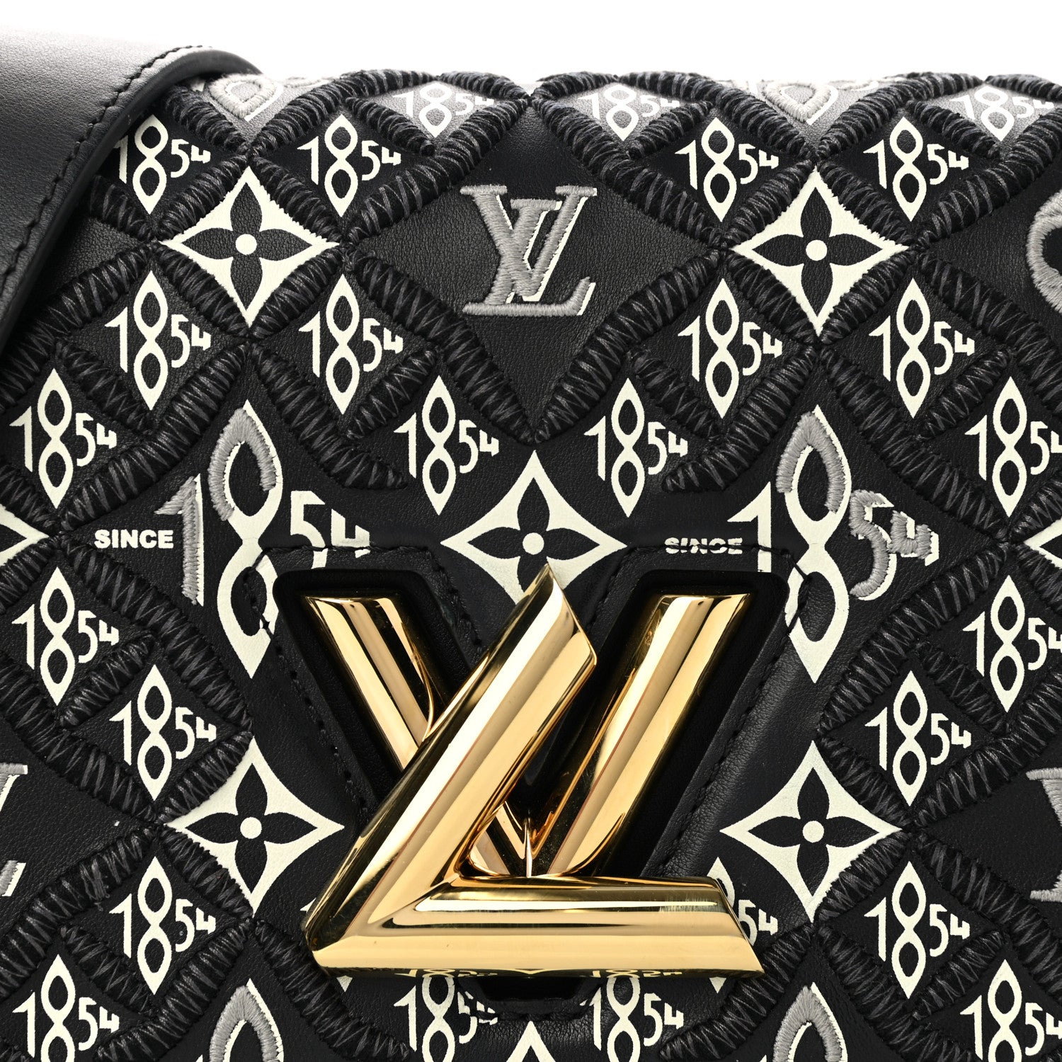 Louis Vuitton Calfskin Since 1854 Embroidered Twist MM Black 8 of 11