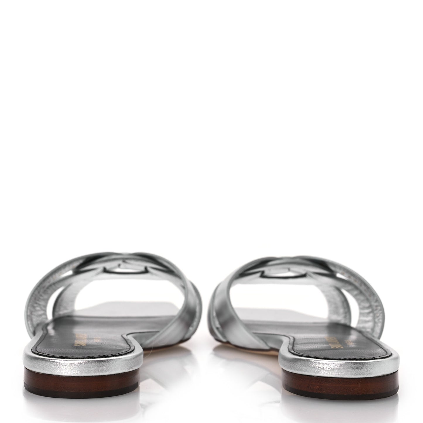 Metallic Calfskin Nu Pied 05 Slide Sandals 36 Argento
