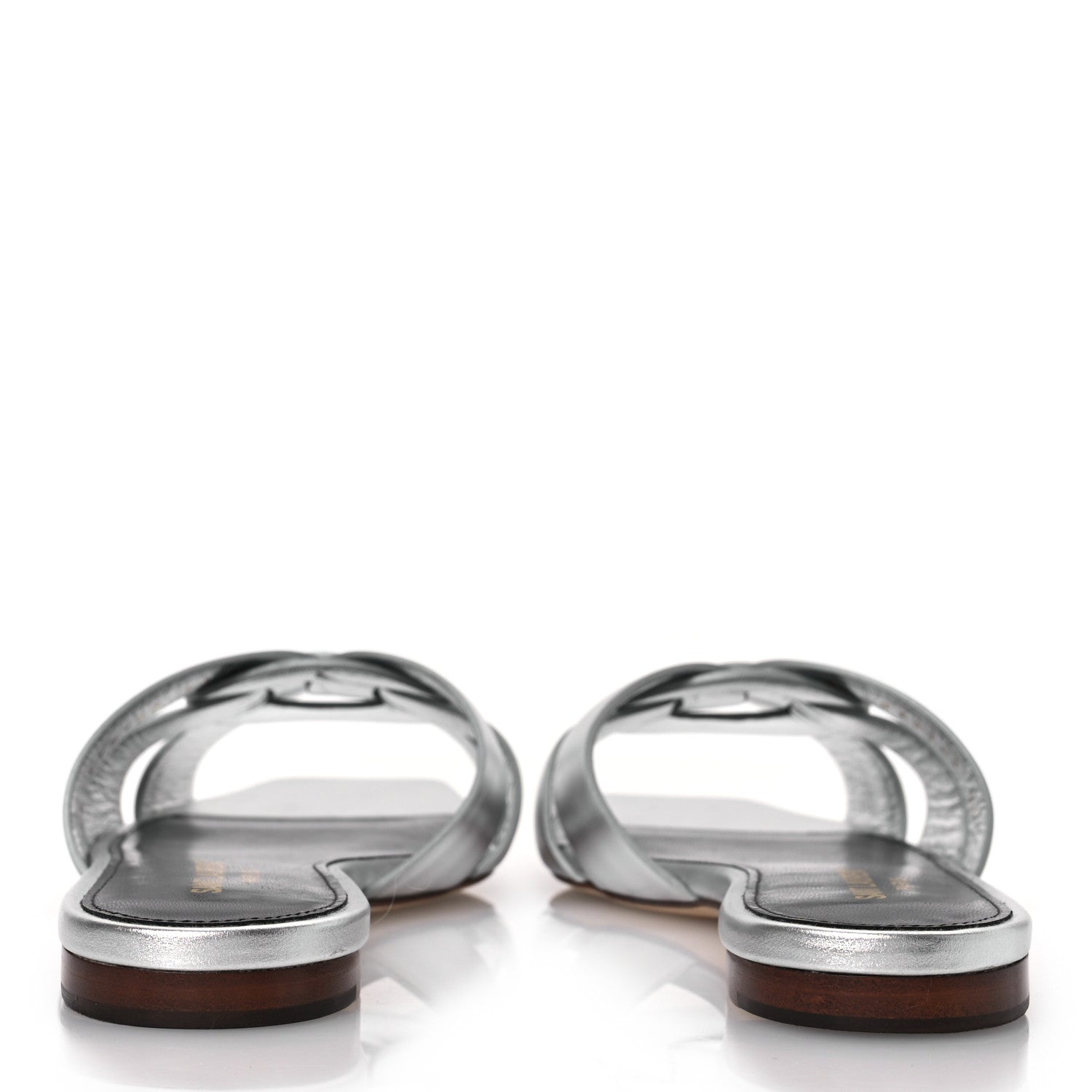 Saint Laurent Metallic Calfskin Nu Pied 05 Slide Sandals 36 Argento 6 of 11
