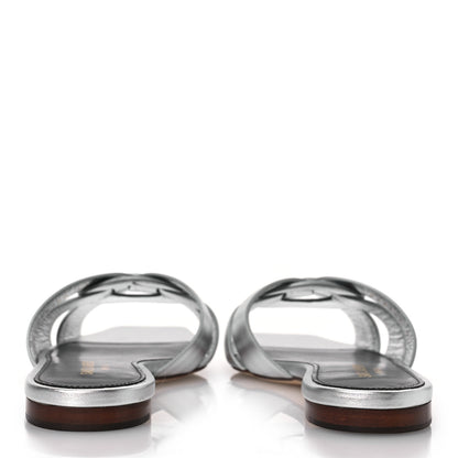 Saint Laurent Metallic Calfskin Nu Pied 05 Slide Sandals 36 Argento 6 of 11