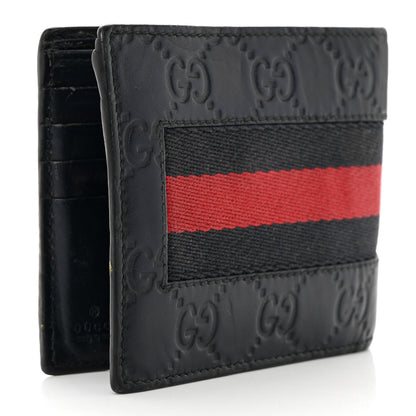 Gucci Guccissima Signature Web New Web Bi-Fold Coin Wallet Black 3 of 12