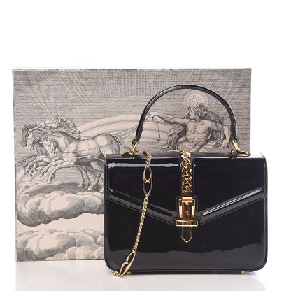 Gucci Mousse Top Patent Mini Sylvie 1969 Top Handle Bag Black 10 of 10