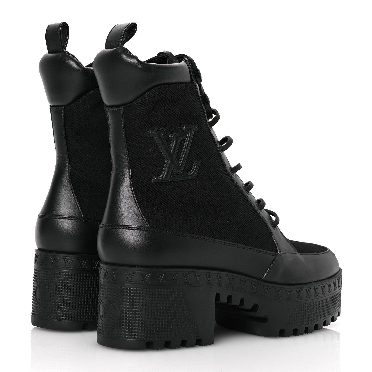 Louis Vuitton Canvas Laureate Platform Desert Boots 38.5 Black 5 of 11