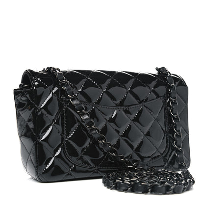 Chanel Patent Calfskin Quilted Mini Rectangular Flap So Black 2 of 4