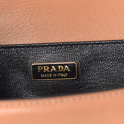 Prada Calfskin Embroidered Cahier Bag Caramel Black 6 of 9