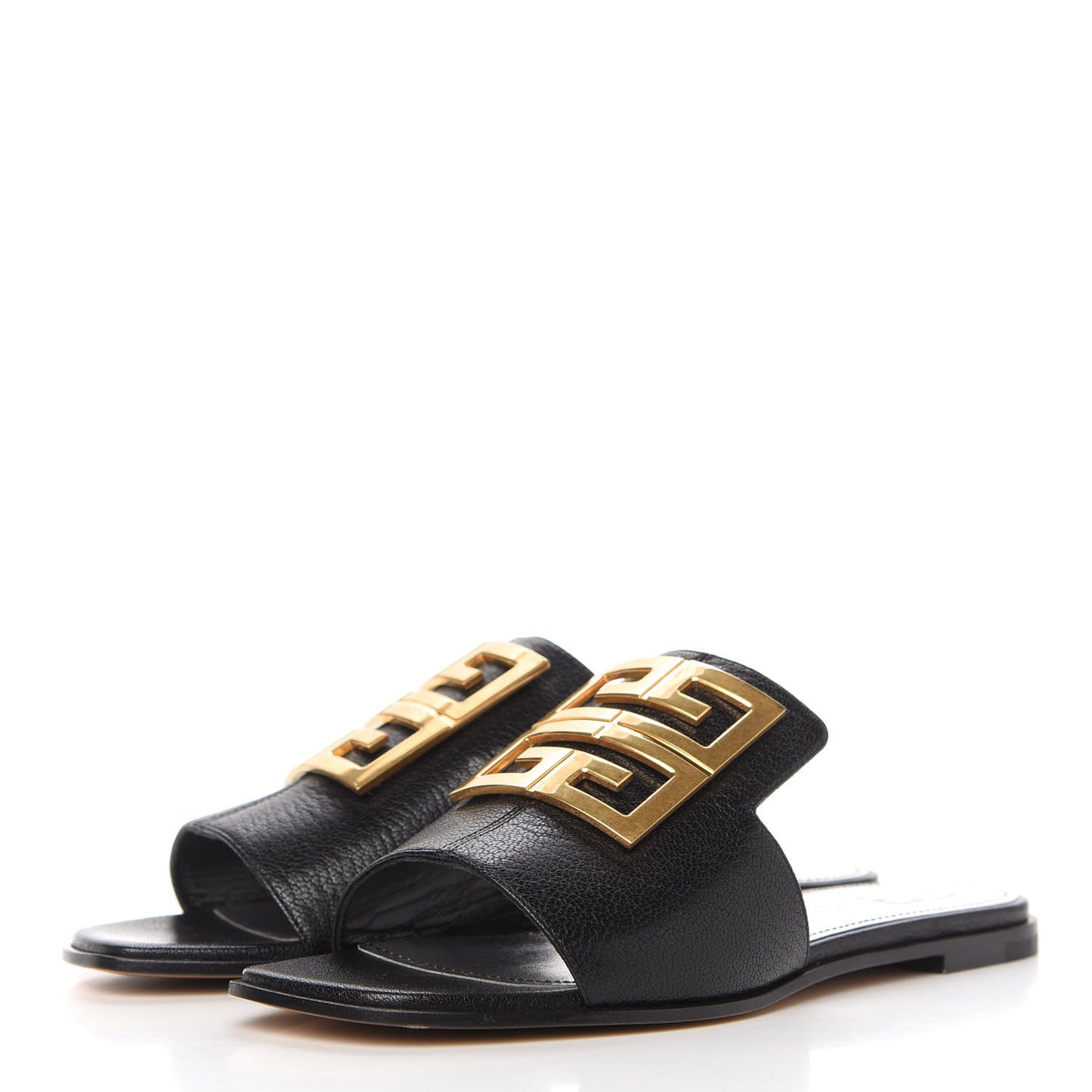 Goatskin 4G Flat Sandals 35 Black
