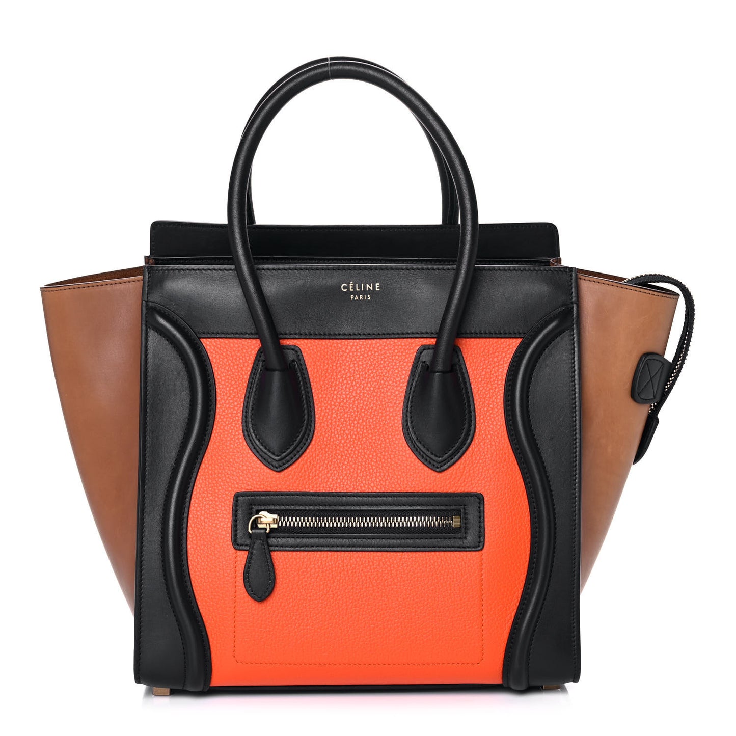 Drummed Calfskin Micro Tri-Color Luggage Bright Orange