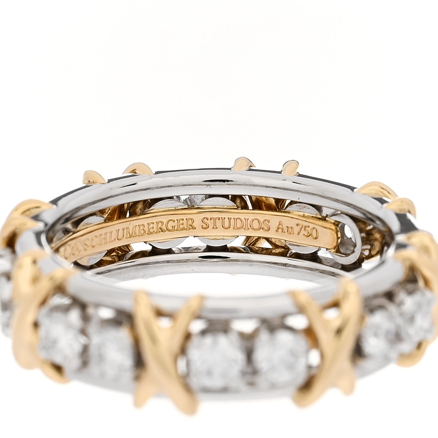 Platinum 18K Yellow Gold Diamond Schlumberger Sixteen Stone Ring 54 7