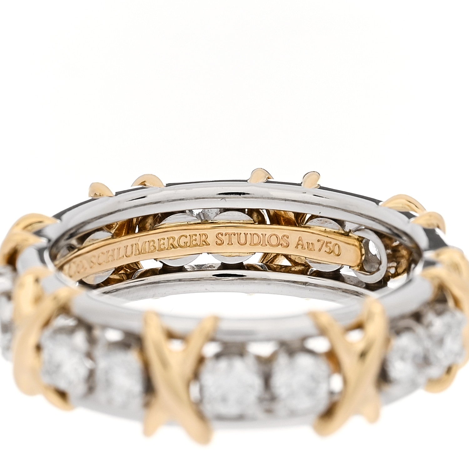 Tiffany Platinum 18K Yellow Gold Diamond Schlumberger Sixteen Stone Ring 54 7 5 of 7