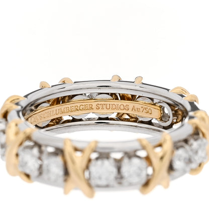 Tiffany Platinum 18K Yellow Gold Diamond Schlumberger Sixteen Stone Ring 54 7 5 of 7