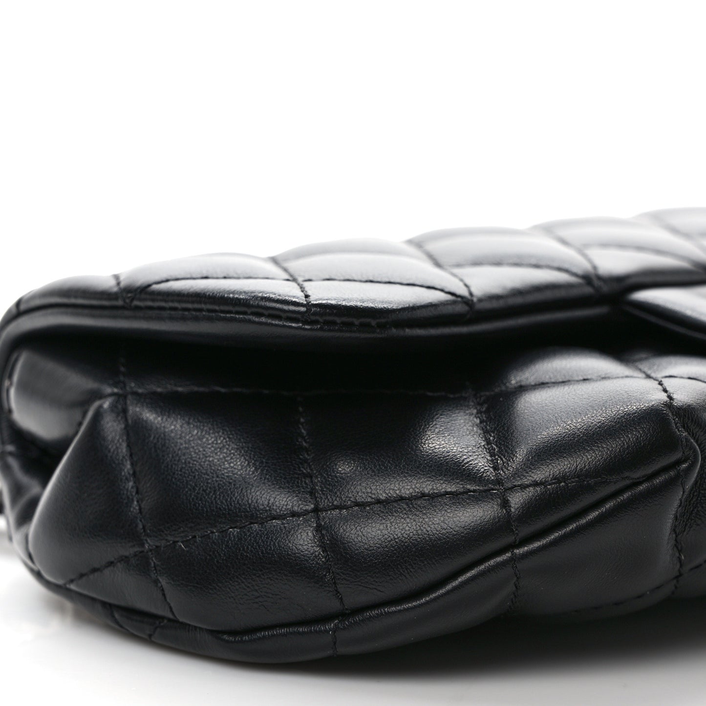 Calfskin Quilted CC Uniform Flap Belt Bag Black