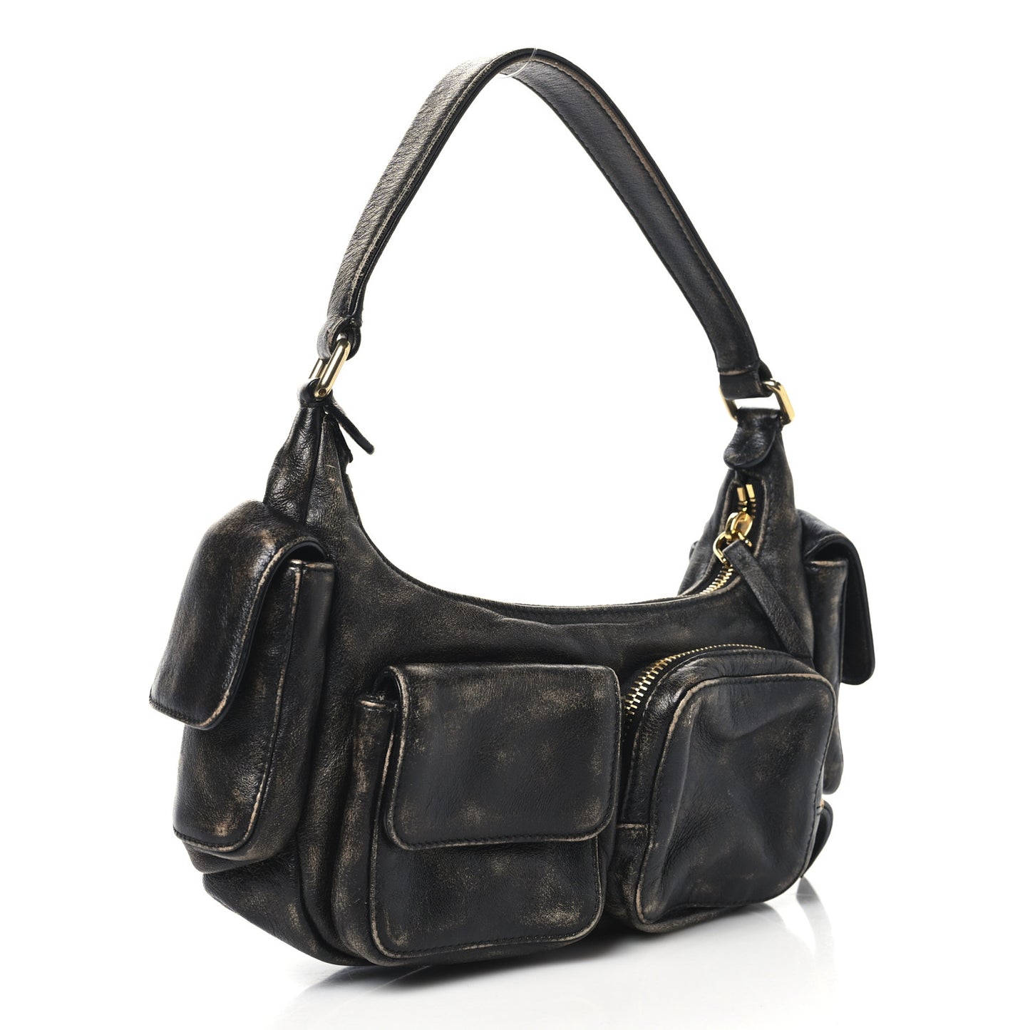 Distressed Nappa Pocket Bag  Sand Coffee