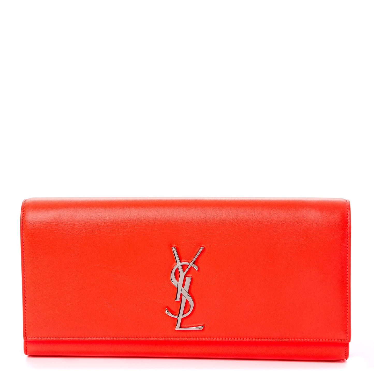 Calfskin Classic Monogram Clutch Neon Orange