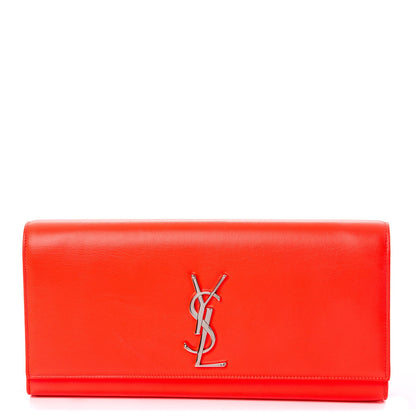 Saint Laurent Calfskin Classic Monogram Clutch Neon Orange 1 of 7