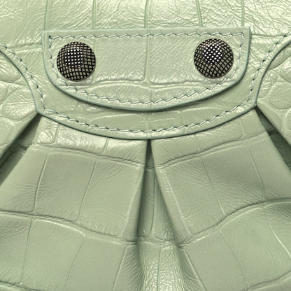 Balenciaga Extra Supple Calfskin Crocodile Embossed Le Cagole Shoulder Bag XS Light Green 9 of 11