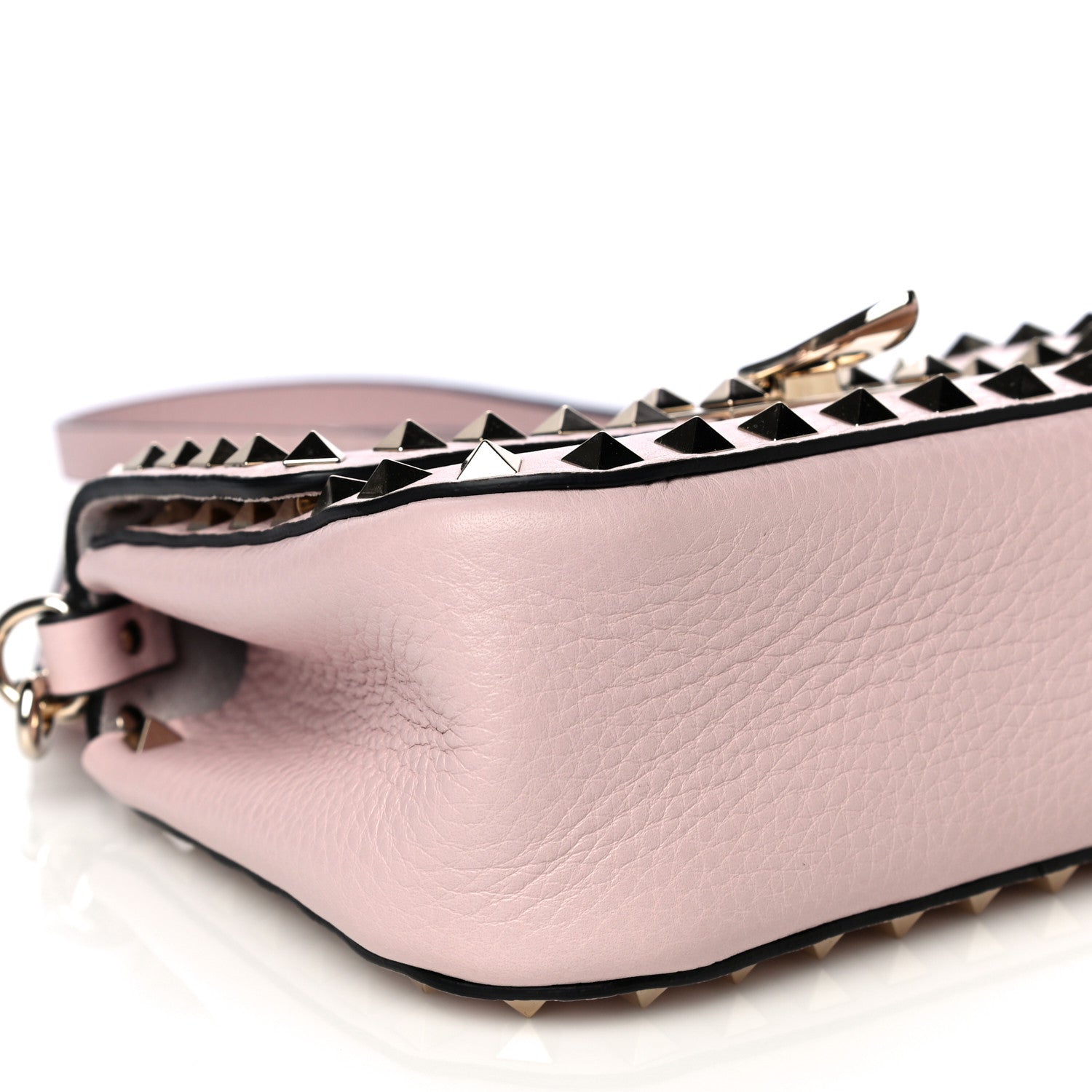 Valentino Garavani Grainy Calfskin Small Rockstud Top Handle Bag Rose Quartz 8 of 9