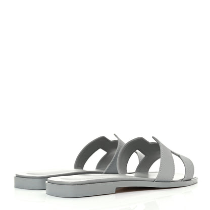 Hermes Epsom Oran Sandals 36.5 Bleu Glacier 4 of 9